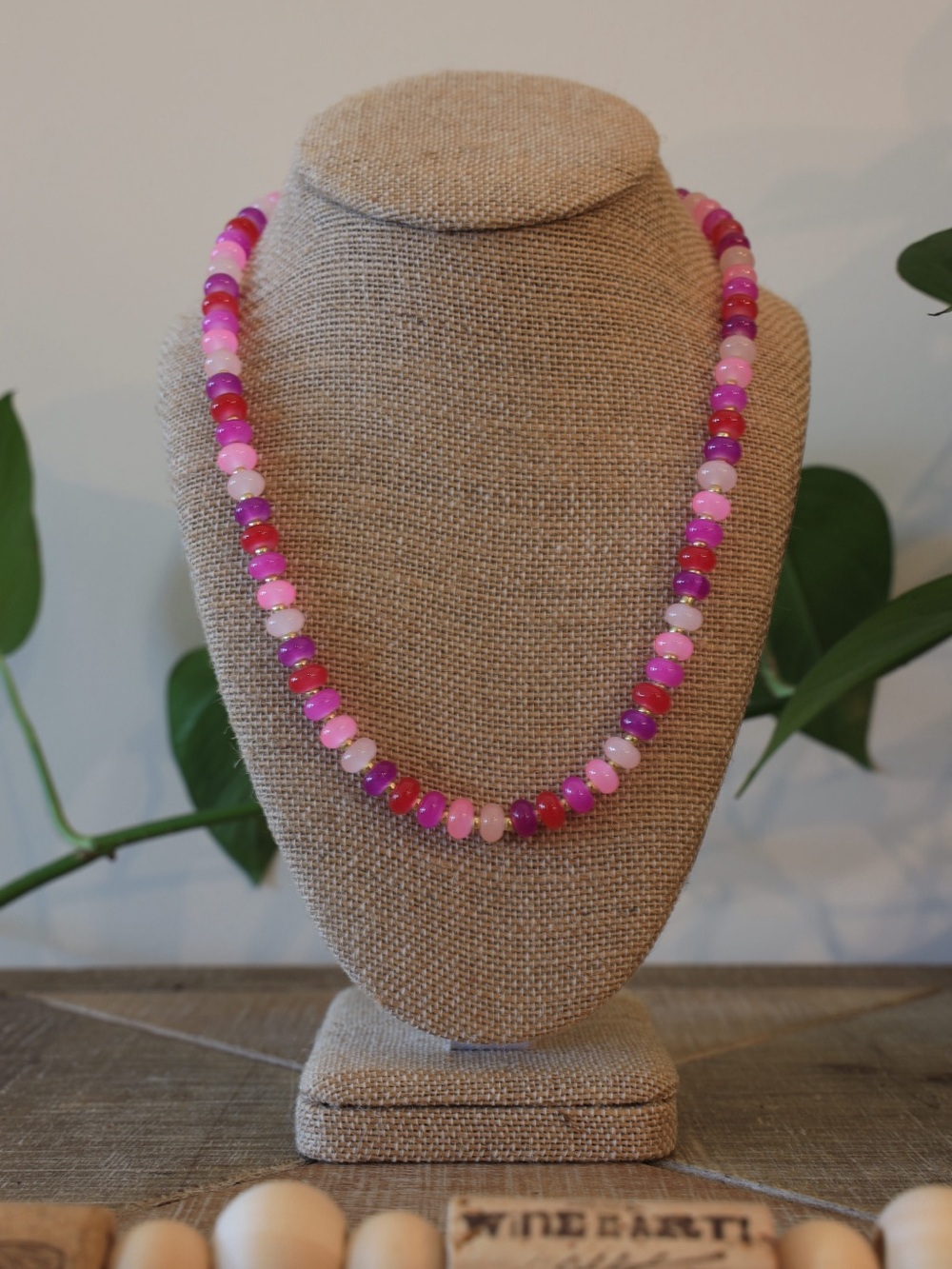 Strawberry Wine • Handmade Pink Gradient Beaded Necklace - Women Jewelry
